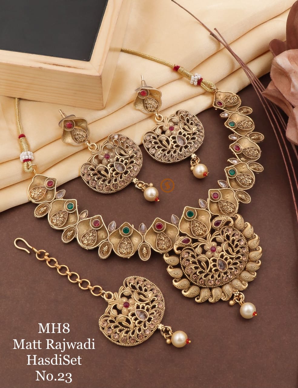 8 MH Golden Plated Matte Rajwadi Hasadi Set Wholesale Shop In Surat
